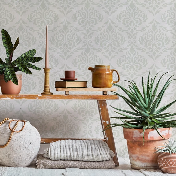 Damask Tapetti stencil 02.